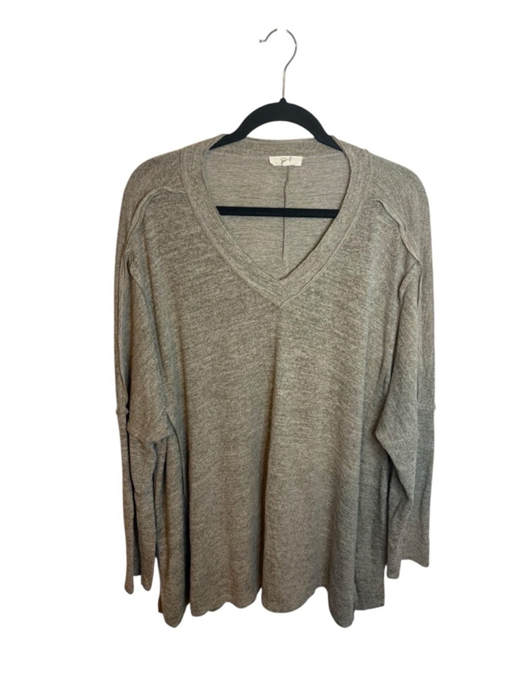 Easel Taupe V-Neck Long Sleeve Boho Top